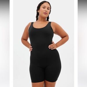 Girlfriend Collective Black Bike Unitard, Black, Large